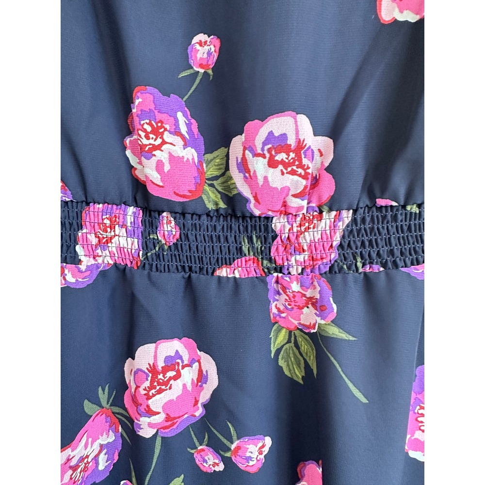 Maison Jules Navy Floral Dress Flowy Smocked Romantic Boho Chic Travel Large NWT - Picture 14 of 16